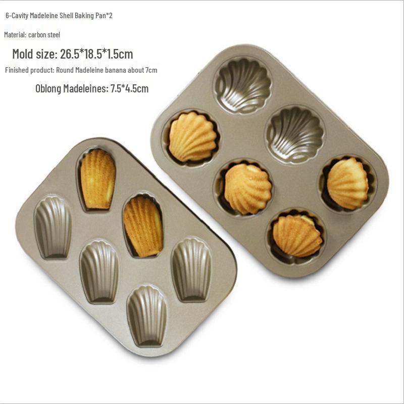 Gold Non-Stick 12-Cup Madeleine Cake Mold for Home Oven