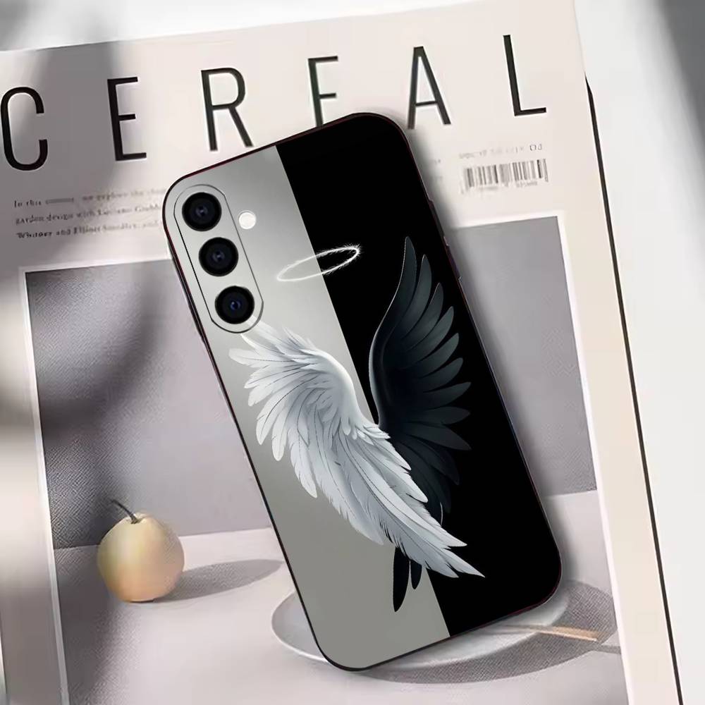Luxury Black White Swan Phone Case Black Silicone Soft For Samsung Galaxy A73,A72,A71,A70,A53,A52,A51