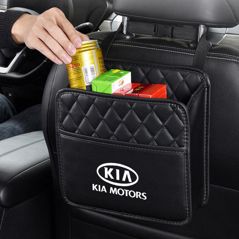 Car Seat Back Storage Bag Leather Garbage Bag Organizer For KIA KN K3 K5 Sportage Rio Sorento Picanto Ceed RIO 2 3 4 Accessories