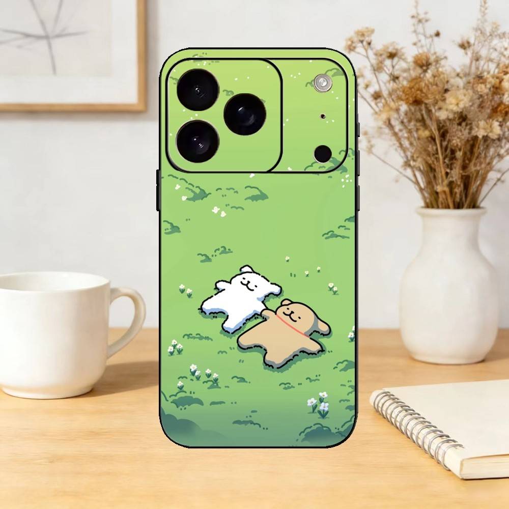 Cartoon Cute Line Puppy Phone Case For iPhone 17,16,15,14,13,12,11 Plus,Pro,Max,Mini Silicone black Soft Cover