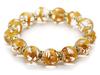 [Seki-Kira] 16mm Gold Rondelle Prayer Beads Bracelet with Gold Carved Five-Prong Emperor Dragon Crystal Power Stone [b337]