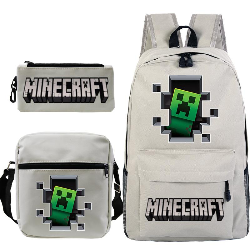 Game Minecraft Printed Children'S School Bag Oblique Span Bag Stationery Pencil Bag Student Backpack Set