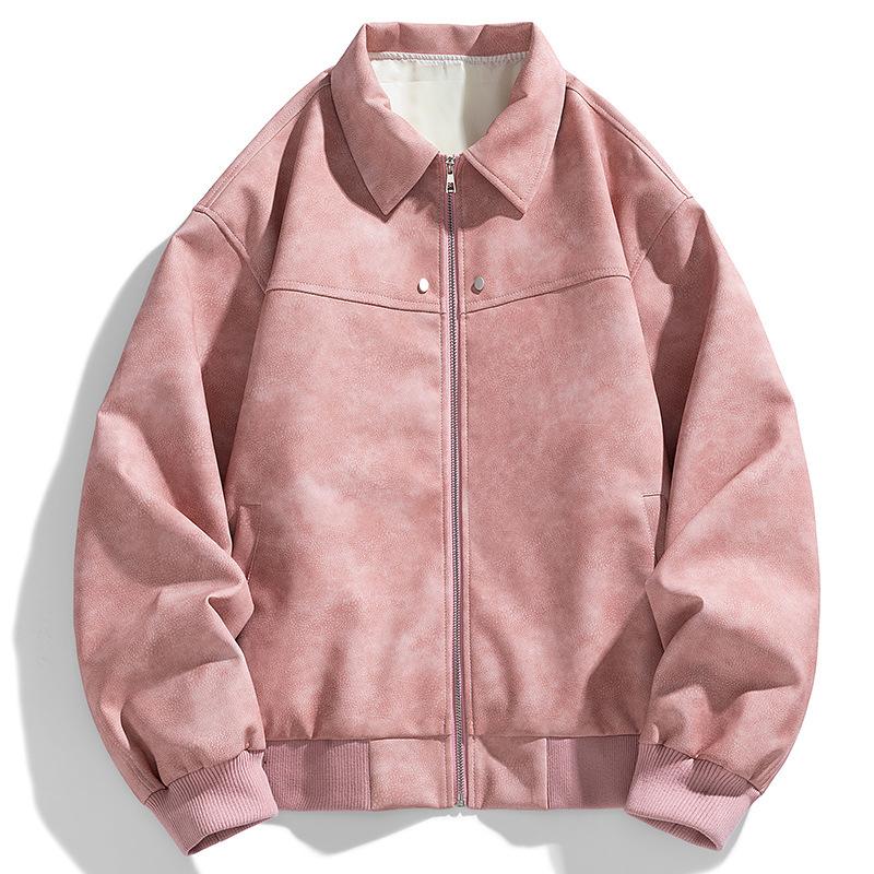 Casual Men's Jacket Spring and Autumn New PU Leather Jacket Men's Lapel Cycling Motorcycle Leather Jacket Men