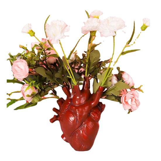 Xiaobudian Heart Shaped Flower Vases, Resin Vase, Creative Holder, Modern Art Style Decorative Vase for Home Wedding Valentine Gift Desktop