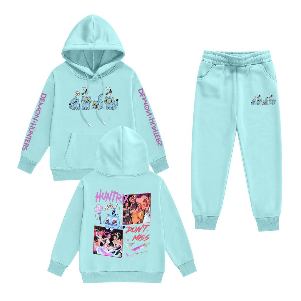Kids' Long Sleeve Loose Pullover Letter Print Drawstring Hooded Sweatshirt Sweatpants Set