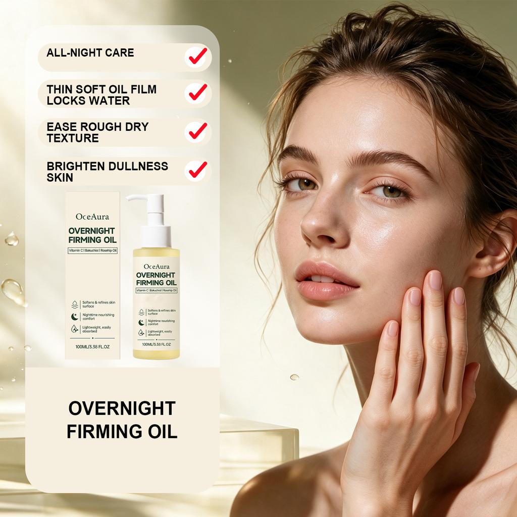 Overnight Nourishing Firming Face Oil Vitamin C Bakuchiol Rosehip Glow Restore Anti Aging Moisturize Repairing Facial Serum Oil