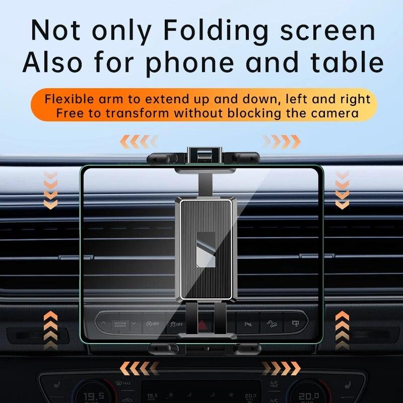 Supporto universale per bocchetta d'aria dell'auto, Stand compatibile con tablet da 7" - 12,9" iPad, Telefono con schermo pieghevole/pannello dritto da 4" - 7"