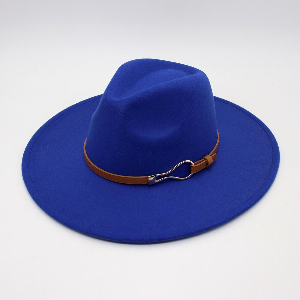 .Cm top hat foreign style jazz hat retro felt hat temperament British style belt buckle woolen hat
