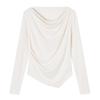 Xiangying Women's 2026 Spring Slim-Fit Tencel Cowl Neck Long-Sleeve Top