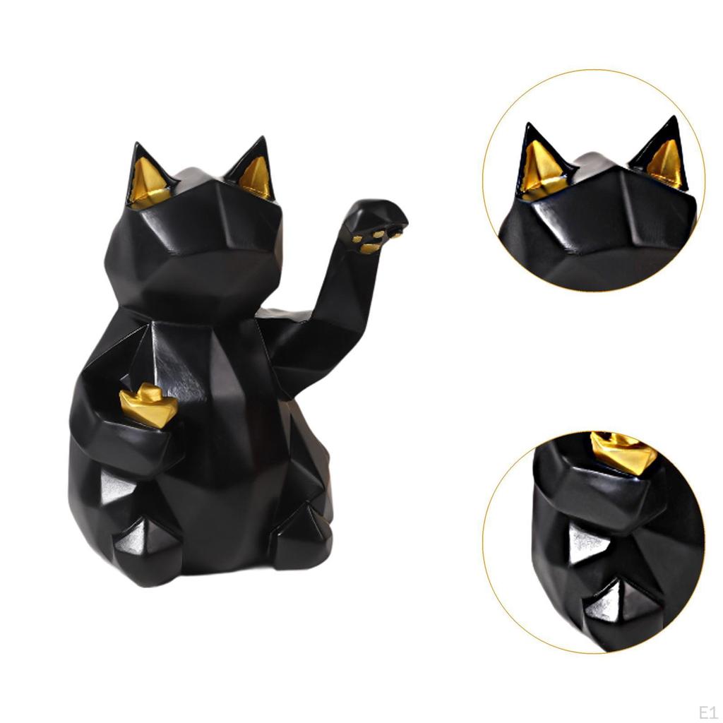 Black Cat Figurine Decor Modern Colletiable Geometric Gifts for Lovers Home Creative