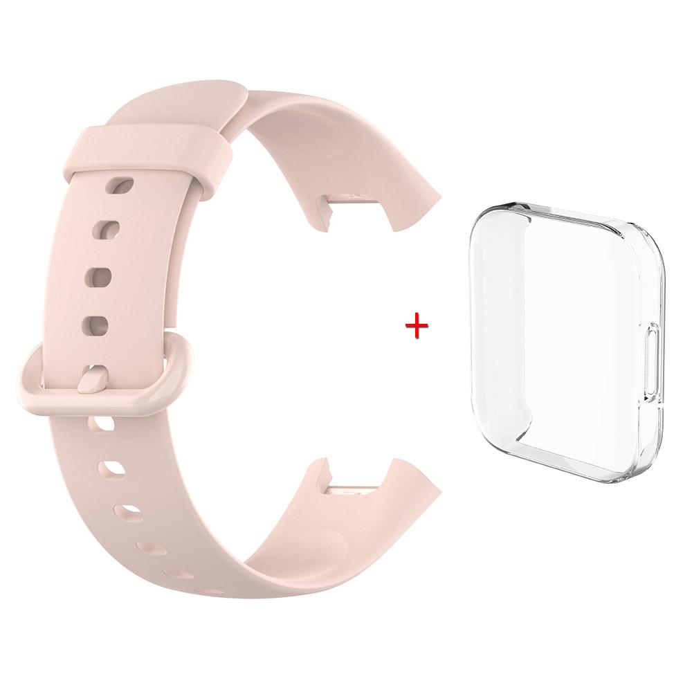 For Redmi Watch 2 Lite Silicone Strap+Case Watchband With Black/Same Color Buckle Wristband and Transparent Watch Shell