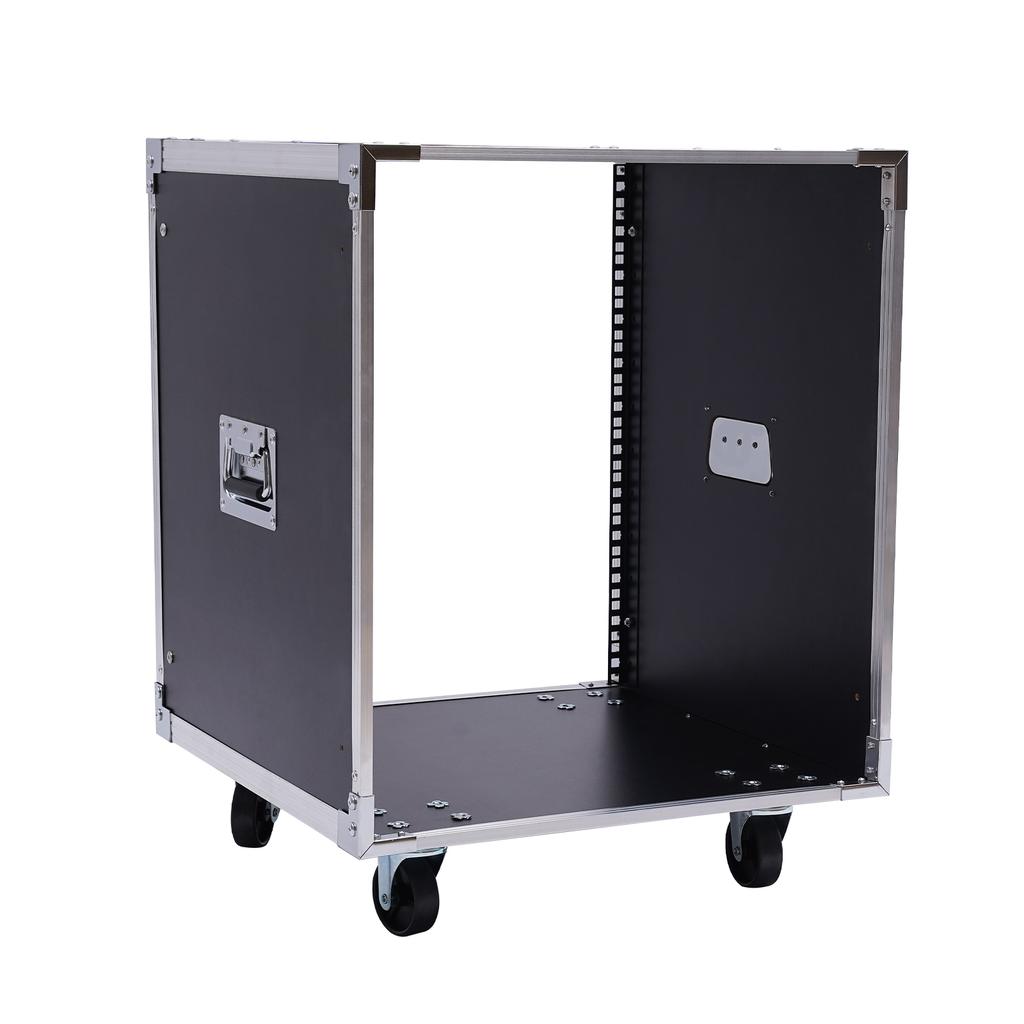 12U Portable Rolling Rack, 100kg Load Mobile Equipment Stand with Wheels for Studio/Audio/Network, Black MDF Cabinet