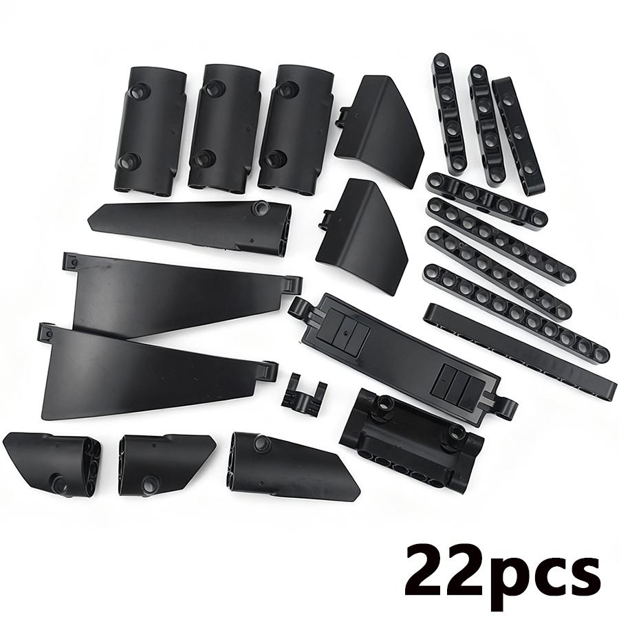 22 Stück Technische gemischte schwarze Bausteine Auto 1x9 1x10 Löcher Großpackung Modell DIY Kreative Steine
