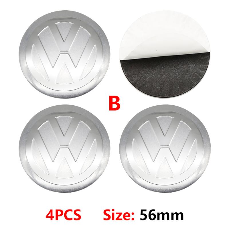 Pour VW VOLKSWAGEN Nouveau 4pcs 56mm Emblème de Roue de Voiture Autocollant Central 60mm Cache-Moyeux de Roue Accessoire Pour VW golf Passat R Rline GTI