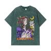 275 GSM Washed T-shirts 100% Cotton Demon Slayer V105 Kokushibo Print Unisex Heavy Cotton T Shirt