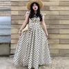 Large Size Fat Sister French Polka Dot Dress Women's Pleated Waist Slimming Temperament Long Sling