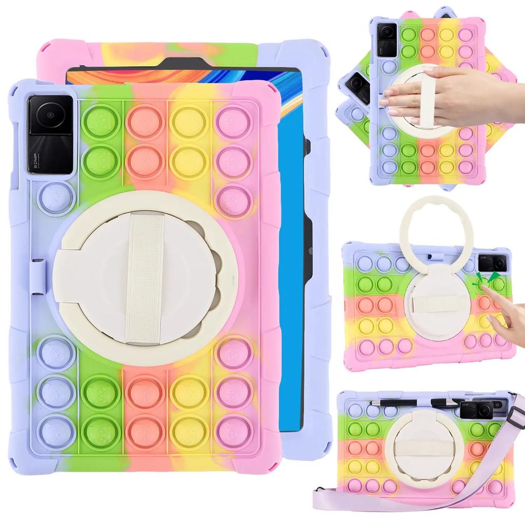 Tablet-Silikon-Rüstungshülle für Xiaomi Redmi Pad SE 11 Redmi Pad 10,6 Zoll 2022, Kinder-Drehständer-Abdeckung, stoßfeste Push-Blase, stoßfeste Abdeckung