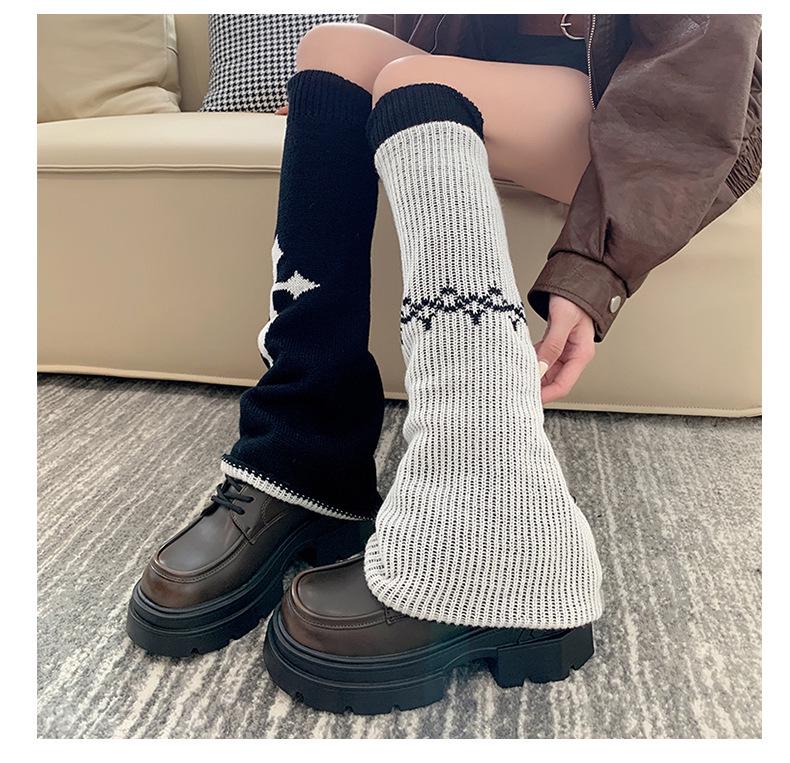 

Асимметричные длинные теплые вязаные свитера с черепом Y2K: Носки Lolita Wide Leg JK Girl