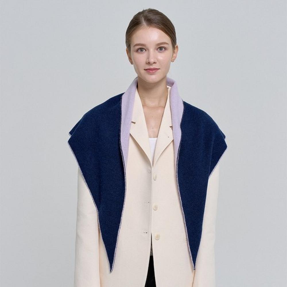 Dal Cashmere Triangle Double Sided Shawl Muffler Navy Purple Single option