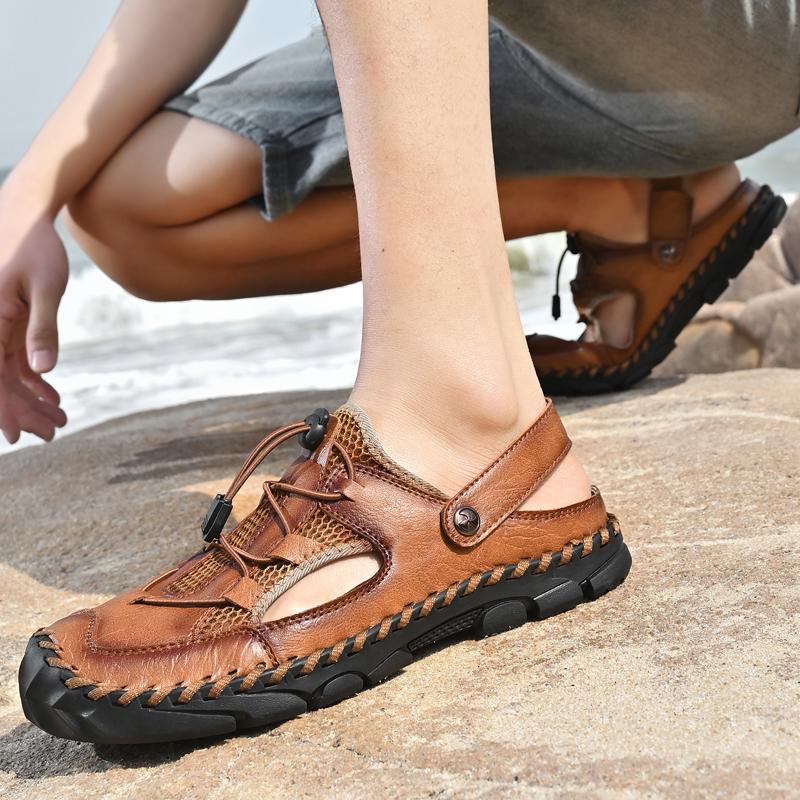Sandale de vară pentru bărbați Sandale cu plasă de exterior Saboți moi Sandale pentru bărbați Papuci de casă Sandale handmade Sandale romane de exterior