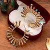 Ethnic Style Sunflower Simple Earrings Inlay Design Personality Exaggerated Temperament Earrings Jewelry