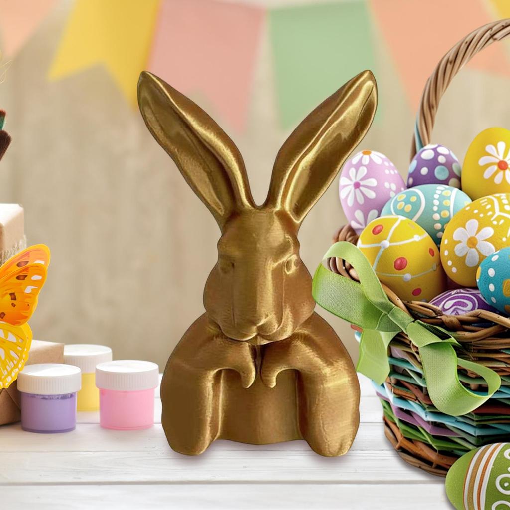 Retro Gold Resin Rabbit Statue Easter Home Decor Elegant Bunny Figurine for Tabletop Bookshelf Mantel Party Supplies