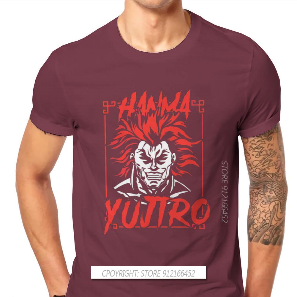 Red Badass Fashion TShirts Grappler Baki Hanma Yujiro Dou Manga Men Style Fabric Streetwear T Shirt O Neck Oversize
