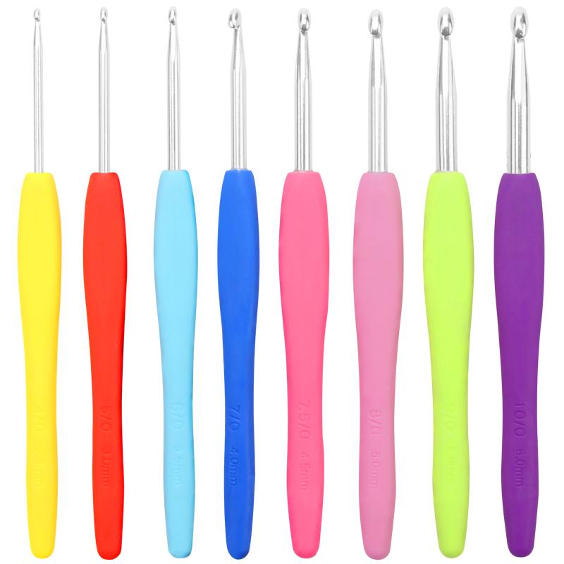 8pc/set candy color crochet hook kit, durable cute knitting needles, ideal for DIY hand weaving sweater & creative art project