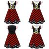 Skull Print Halloween Girls Dress With Ruffle Hem And Printed Fabric For Kids Age 3 To 8