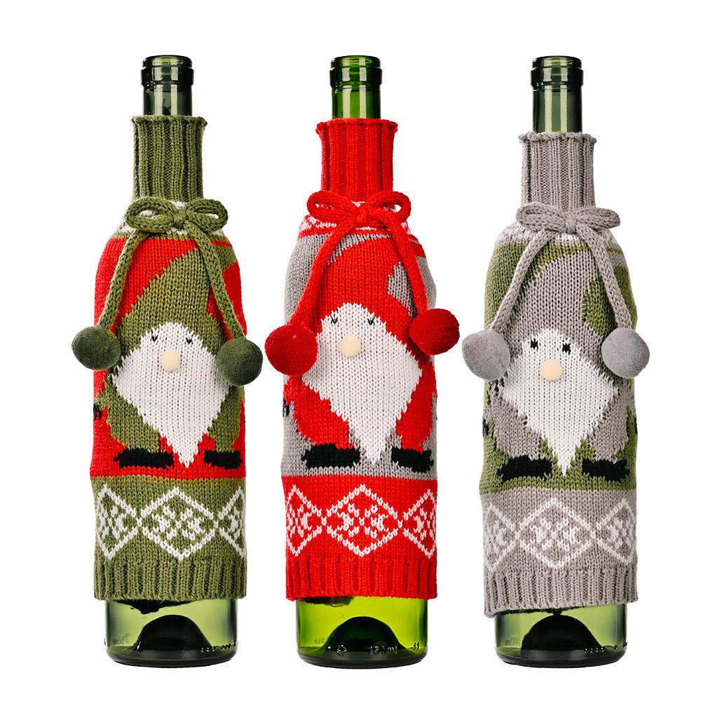 Creative Knitted Christmas Wine Bottle Cover Featuring Adorable Rudolph Design For Festive Table Decor