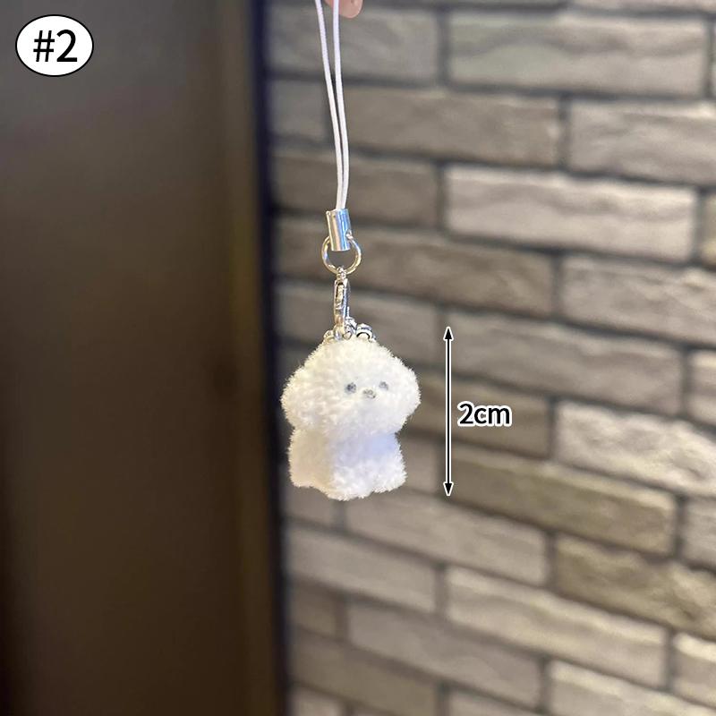 Flocking Mini Dog Phone Hanging Pendant Aesthetic Keychains Women Teddy Keyrings Cute Keychains for Cell Phone Llaveros
