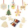 PIujsym Christmas Cross Stitch Kit for Kids - 12 Wooden Ornaments Embroidery Set with Thread, Needles & Ribbons, Creative DIY Craft Sewing Kit