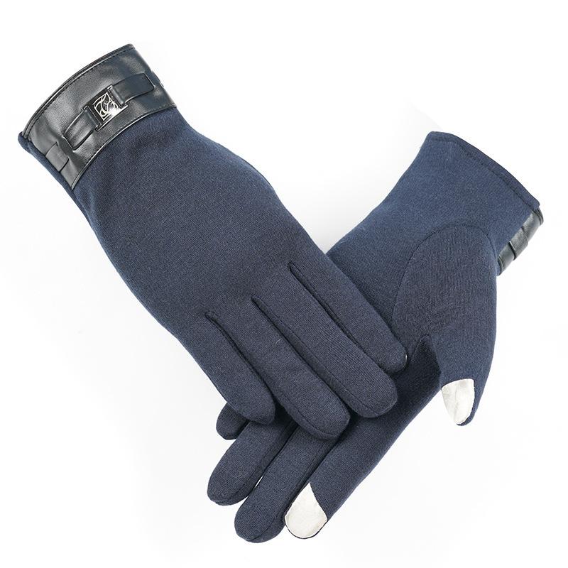 Warm Gloves for Women Rabbit Fleece Cute Bow Thickened Plush Windproof Riding Touch Screen Autumn and Winter Gloves
