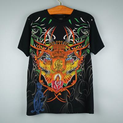 Vintage T-shirt Christian Audigier z nadrukiem AOP z wczesnych lat 2000