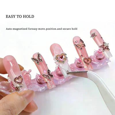1 Set Laser Aurora Ice Clear Magnetic Nail Tip Display Stand For Manicure Press-On Nail Training Acrylic Showing Shelves