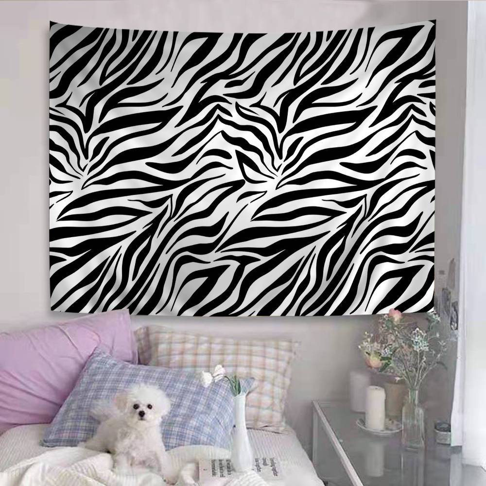 Black White Print Zebra Printed Large Wall Tapestry Indian Buddha Wall Decoration Witchcraft Bohemian Hippie Wall Art Decor