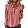 Women's Comfortable Long,Sleeve Corduroy Button,Up Blouse