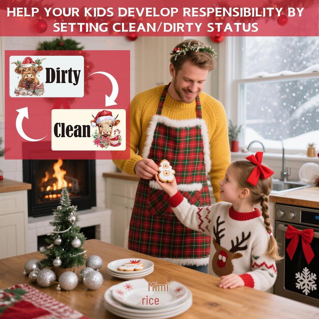 Christmas Dishwasher Magnet Clean/Dirty Indicator Tile (MGCT5086), Double-Sided.