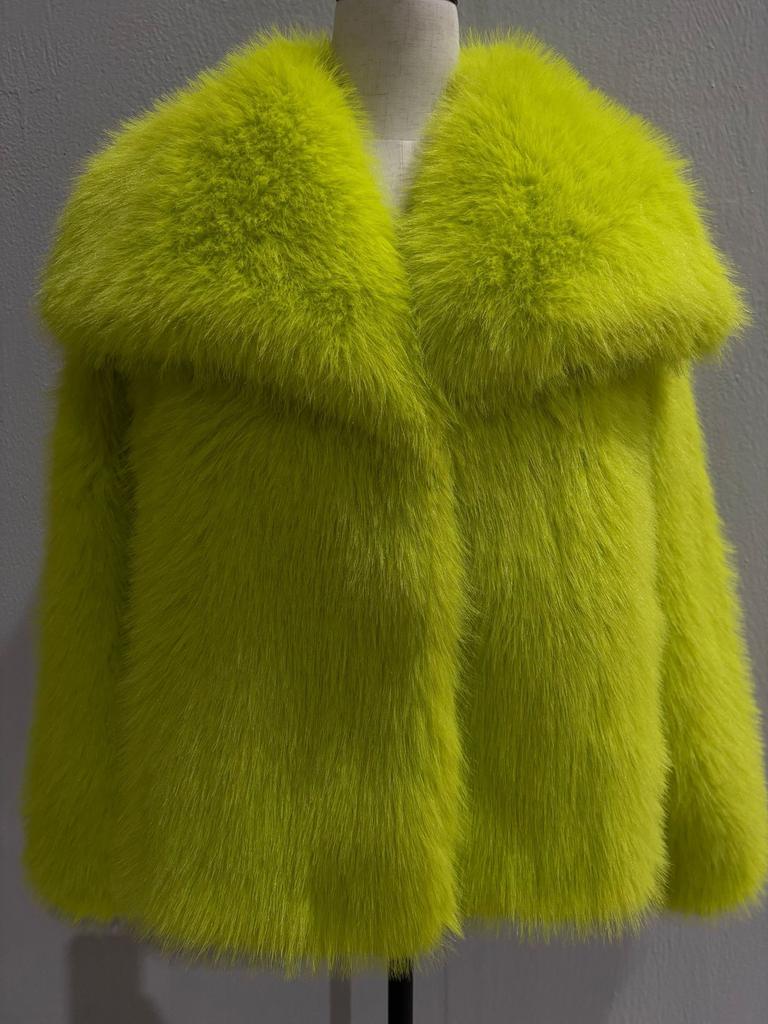 Spot European and American winter lazy wind large lapel artificial fur fox fur coat coat short
