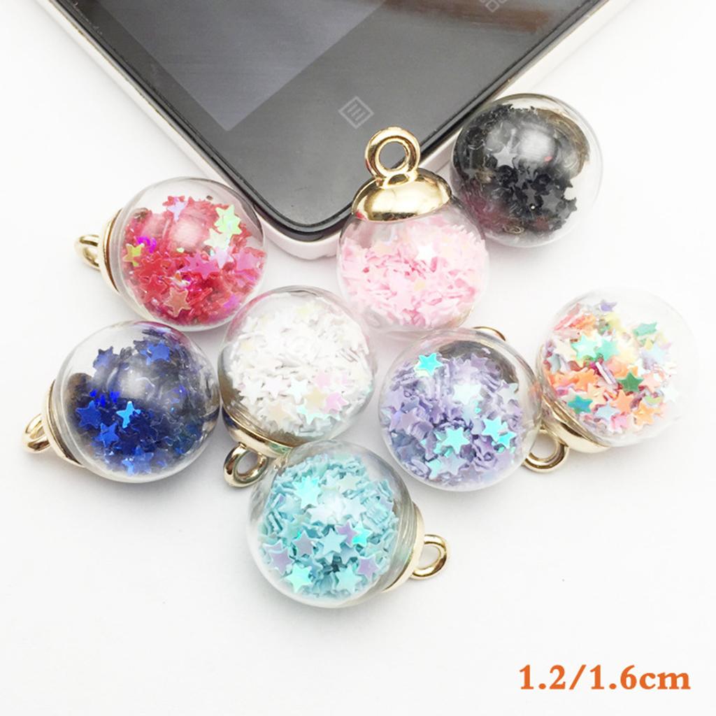 DIY 20Pcs 16mm Colored Stars Transparent Glass Ball Charms With Tiny Star Pendant Findings Craft