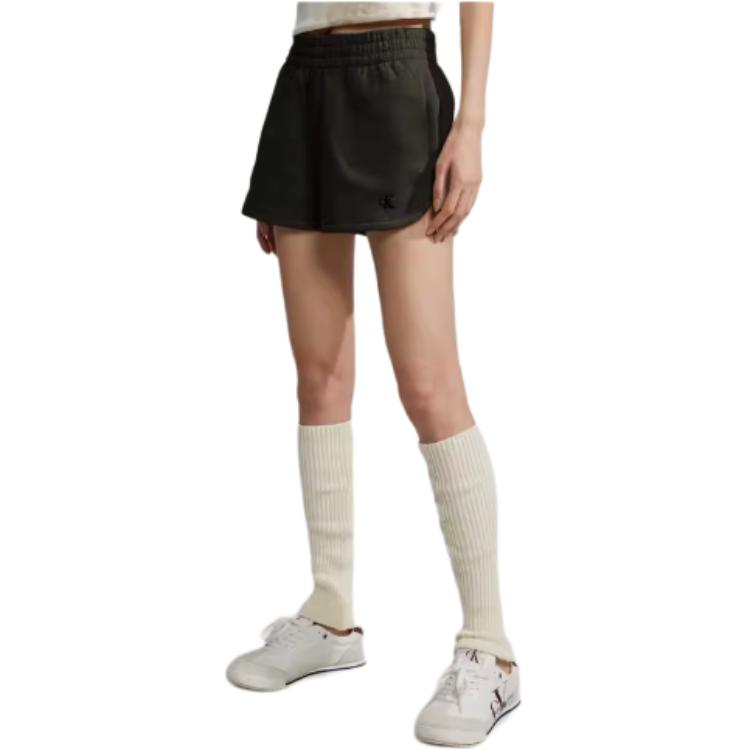 Calvin Klein Letter Embroidered Elastic Waist Straight Leg Shorts Women shorts Black 40WI253BAE