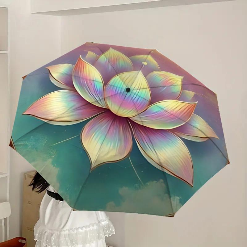 1pc Lotus Flower Mandala Automatic Open/Close Umbrella, Formal Events - Ideal Gift for Family or Friends, Outdoor Accessory yy251211119
