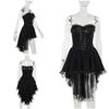 Gothic Goth Dark Lace Patchwork Bandage Strapless Corset Dress Party Gown Fairy Backless Tailed Women