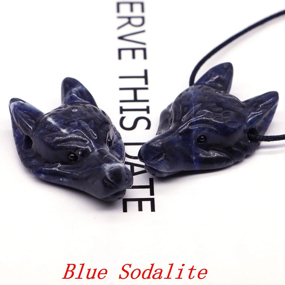 Testa di Lupo in Pietra Naturale da 1,5" Cristallo Curativo Reiki Animale Scolpito a Mano Statuetta Decorazione in Pietra Preziosa Fai da Te Accessori per Gioielli Regali