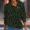 Women  T-shirt Loose  Pullover Sports Tops  Casual V Neck Long Sleeve Printed Top