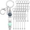Portable 12 Pcs Beadable Keychain Charm Set Sturdy Alloy Blanks Beading Keyring Accessories for Craft Suppplies Jewelry
