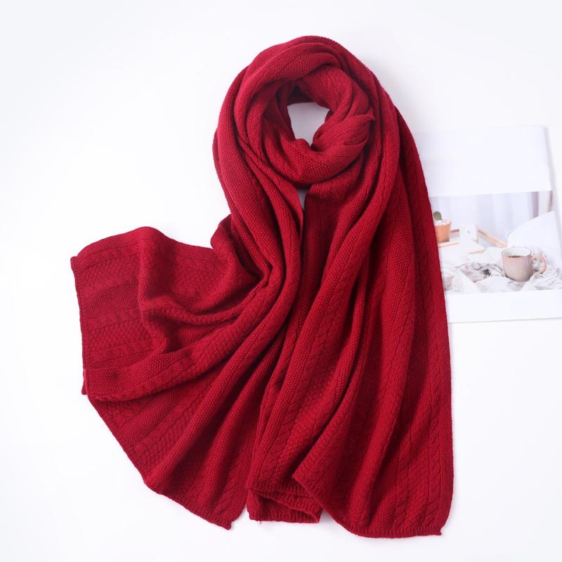 100% Wool Knitted Long Shalws For Women Winter Long Big Size Pashmina Soft Warm Neck Warmer Fashion Big Scarves 190cmx60cm