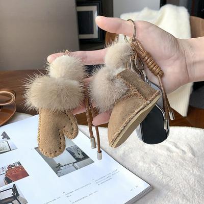 Mink Fur Bag Pendants Mini Slippers Boots Gloves Cute Kawaii Sweet Bag Accessories Multifunctional High-quality Keychain