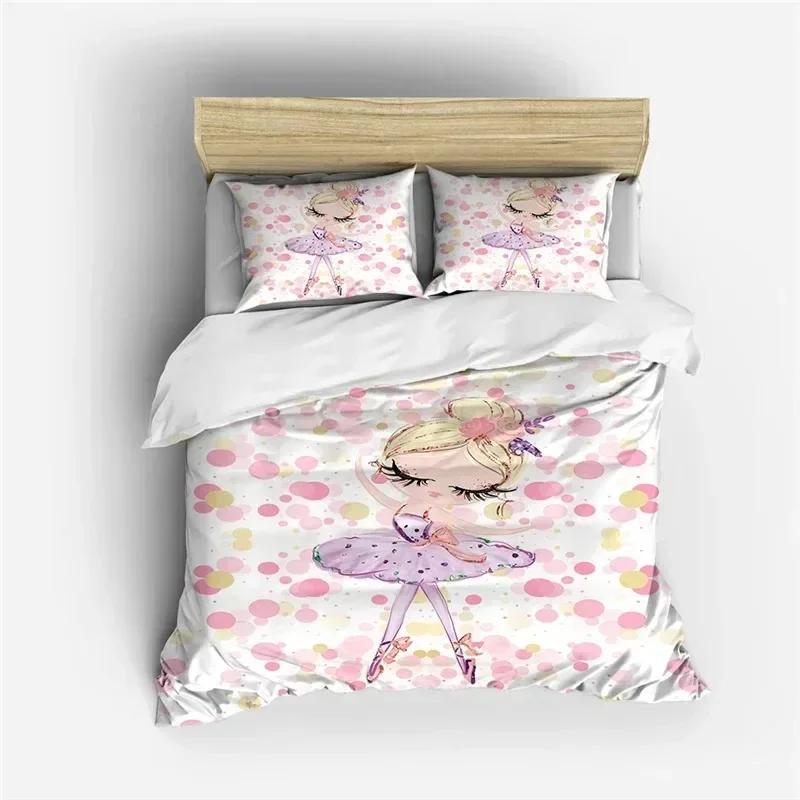 

New 3D Ballet Dancing Girl Duvet Cover Set Princess Style Twin Siz Bedding Set Kids Girl Nordic Bed Cover Twin Full Queen King 70x133cm 2pcs