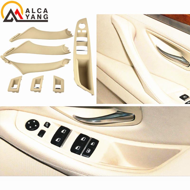 4/7PCS Set Right Hand Drive RHD For BMW 5 Series F10 F11 520 525 Red Wine Gray Car Interior Door Handle Inner Panel Pull